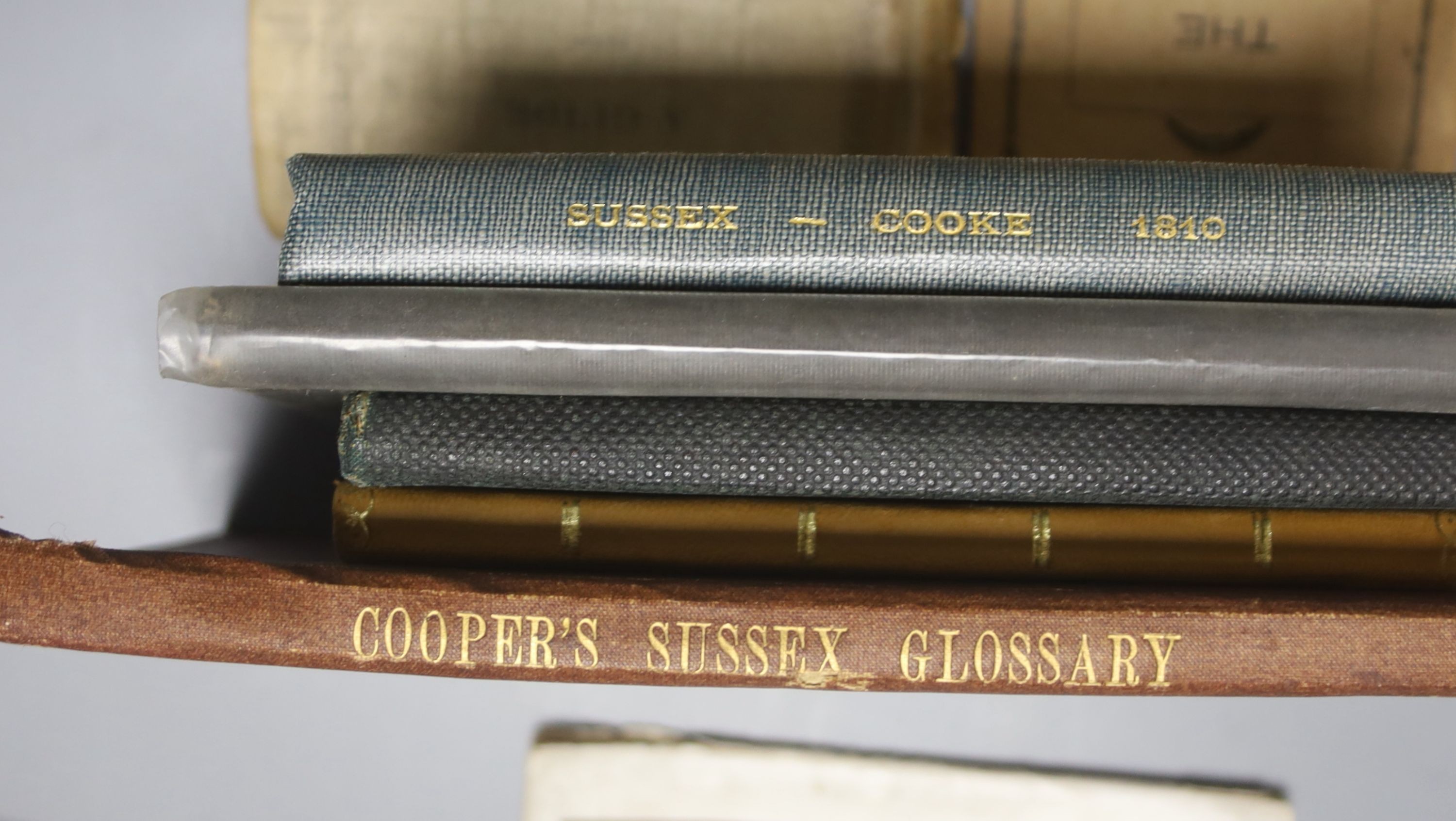 Sussex interest - Cooper, W. D - A Glossary of the Provincialisms in use in the County of Sussex, 2nd edition, 12mo, cloth, London, 1853; Pinnock - The History and Topography of Sussex, 16mo, rebound quarter calf, London